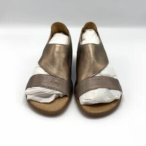 NEW Sesto Meucci ELEN Metallic Bronze Italian Leather Sandals 5.5 Comfort Zip